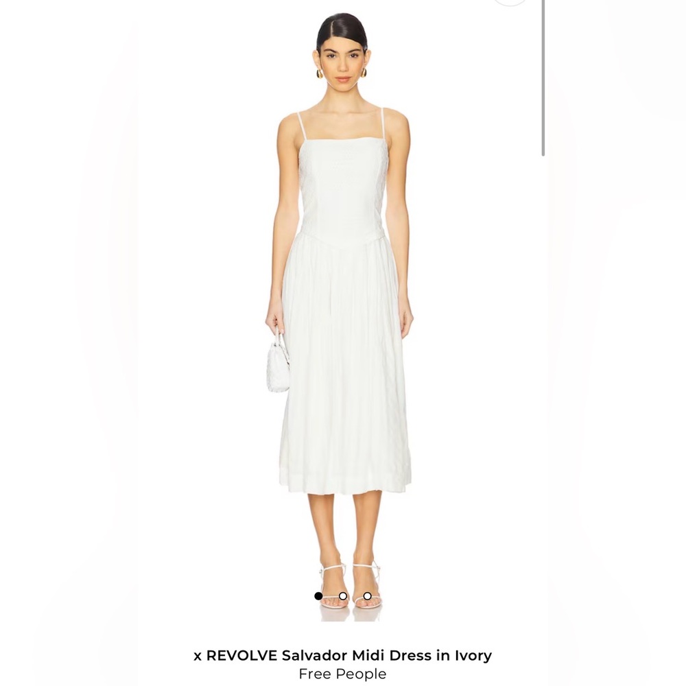 Free People Ivory Midi Sundress with Square Neck